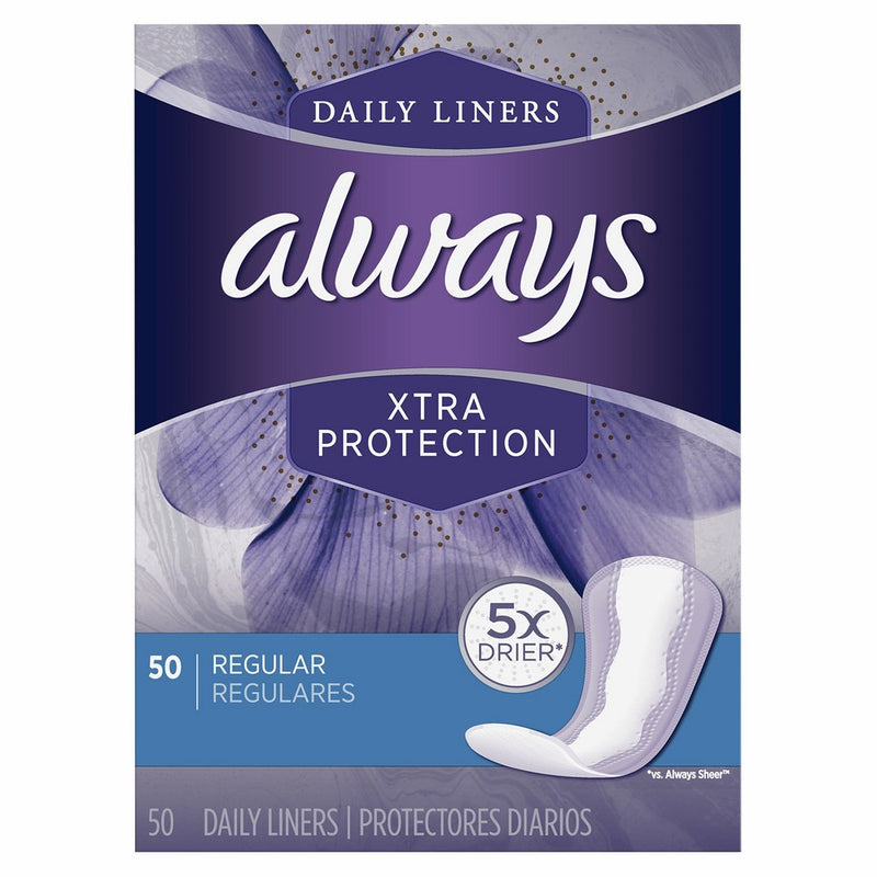 Always Xtra Protection Daily Liners, Regular, 50 Count - Pack of 6 (300 Total Count)