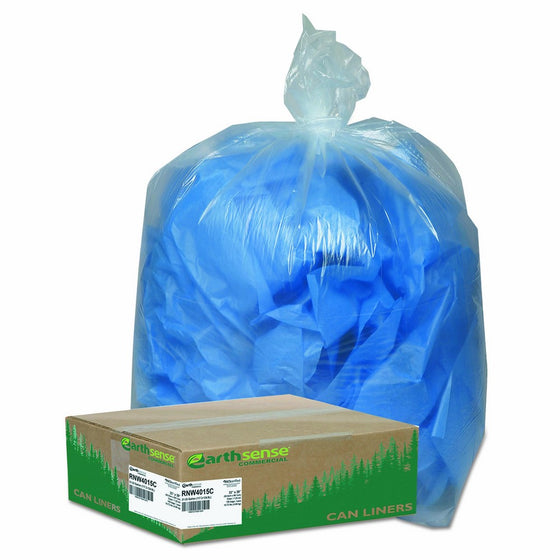 Earthsense Commercial RNW4015C Clear Recycled Can Liners, 31-33gal, 1.25mil, Clear (Case of 100)