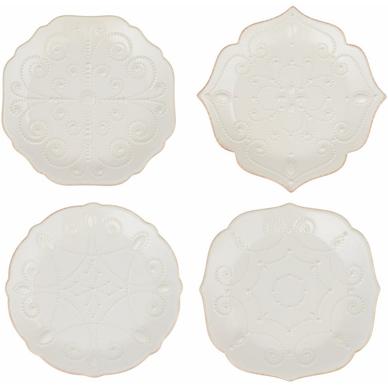 Lenox French Perle Assorted Plates, 7.5-Inch, White, Set of 4