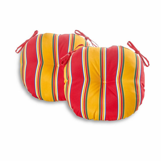 Greendale Home Fashions 18 in. Round Outdoor Bistro Chair Cushion (set of 2), Carnival Stripe