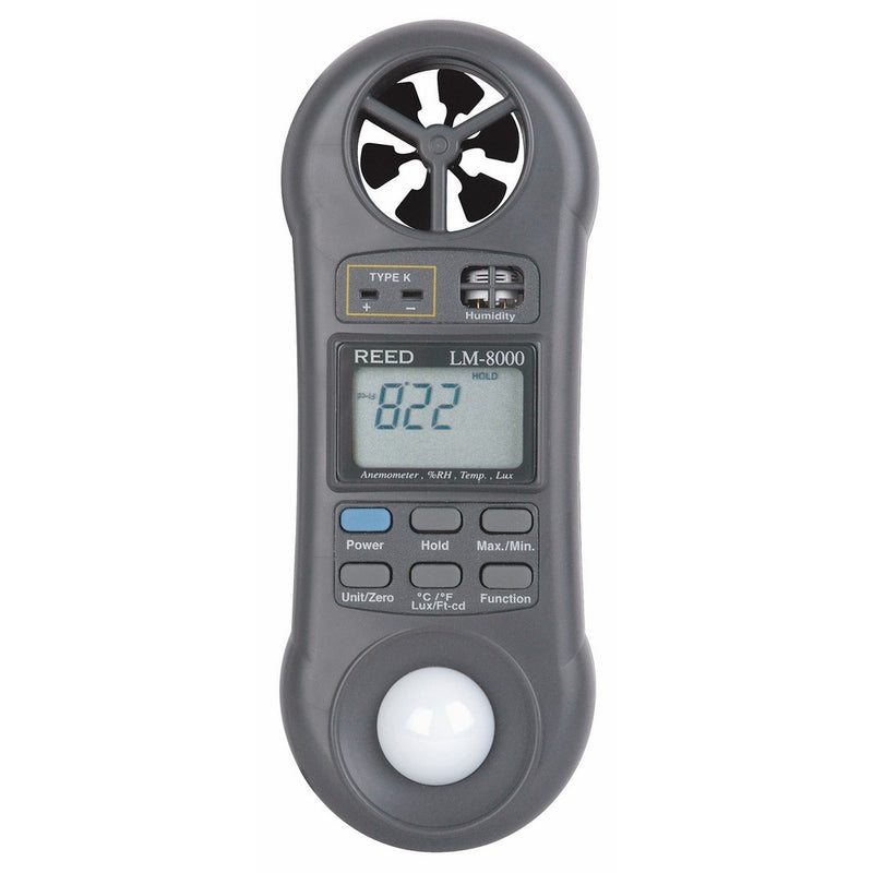 REED Instruments LM-8000 6-in-1 Multi-Function Environmental Meter (Air velocity/temperature, Ambient Temperature, Humidity, Contact Temperature and Light)
