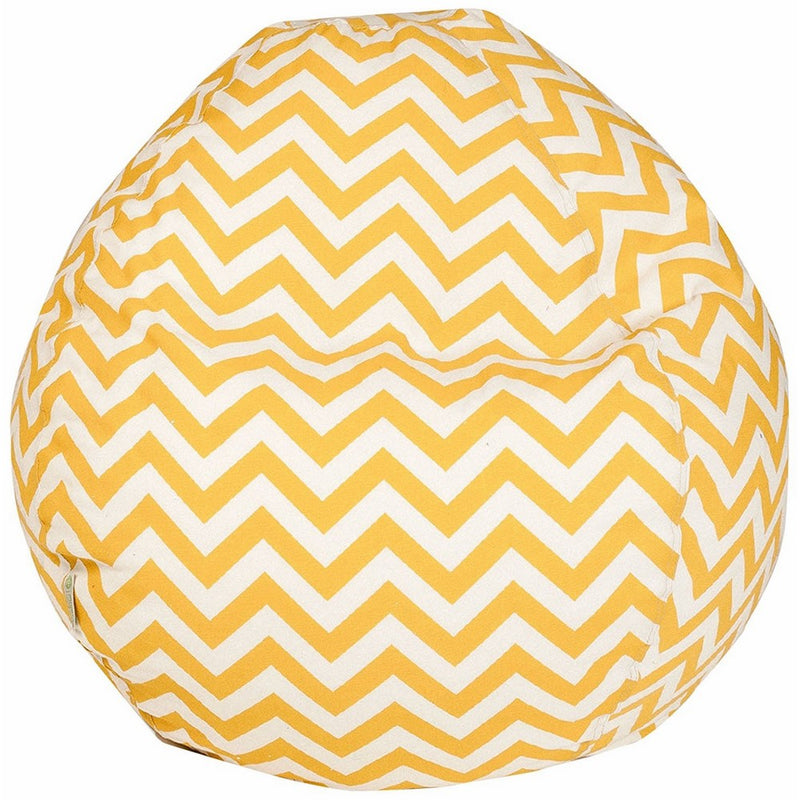 Majestic Home Goods Classic Bean Bag Chair - Chevron Giant Classic Bean Bags for Small Adults and Kids (28 x 28 x 22 Inches) (Yellow)