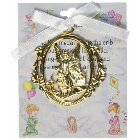 Cathedral Art CM1W Angel Protecting Children Baby Crib Medal for Jewelry Making, 3-Inch