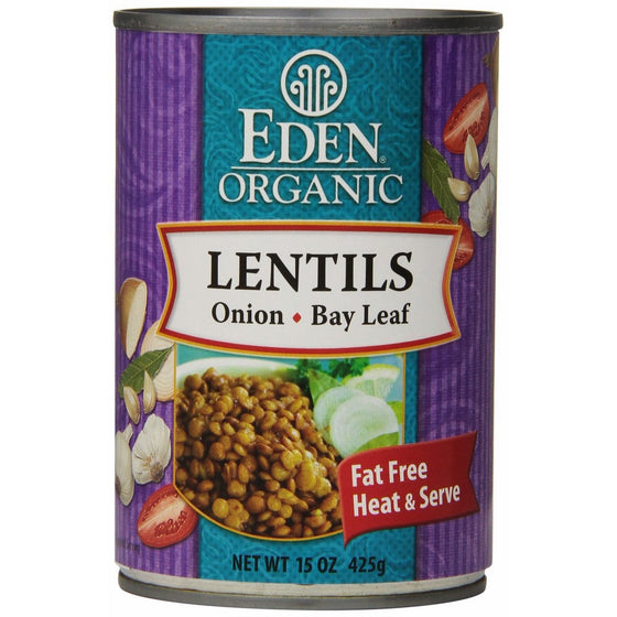 Eden Foods, Organic Beans Lentils w/Sweet Onion & Bay Leaf, At least 95% Organic, 15 oz