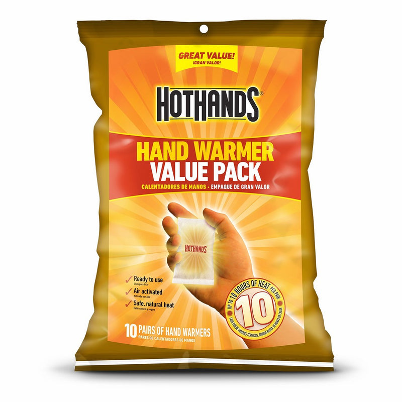HotHands Hand Warmers - Long Lasting Safe Natural Odorless Air Activated Warmers - Up to 10 Hours of Heat - 10 Pair Value Pack