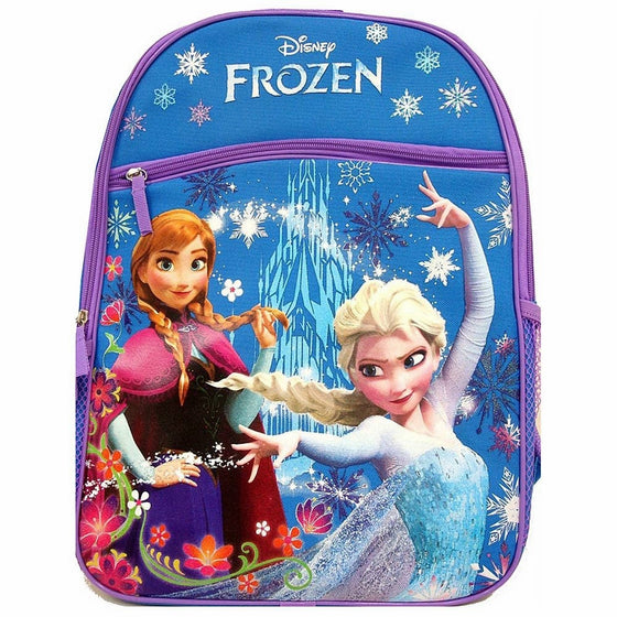 Disney Frozen Princess Elsa & Anna 16" Backpack with 1 Large Front Pocket