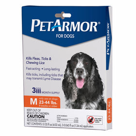 PETARMOR Flea & Tick Treatment for Medium Dogs with Fipronil (23 to 44 Pounds), 3 Monthly Applications