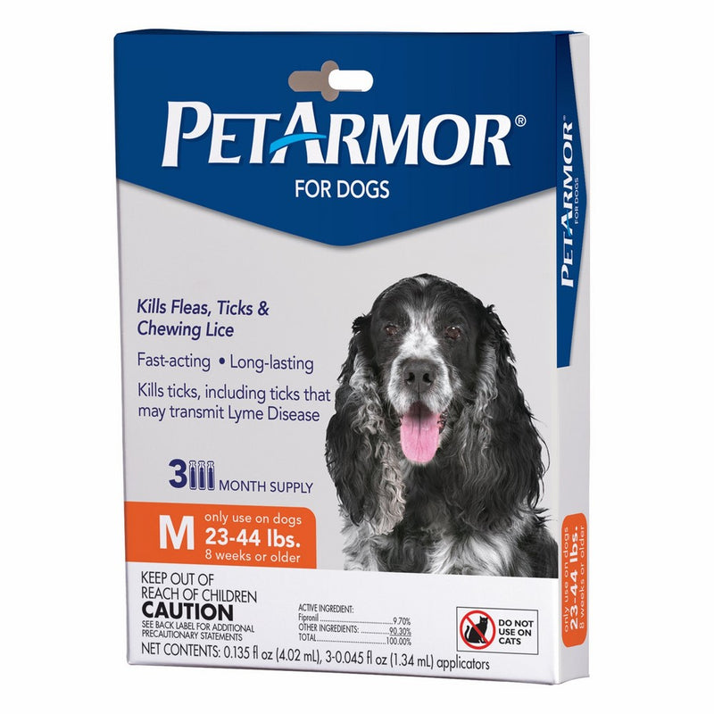 PETARMOR Flea & Tick Treatment for Medium Dogs with Fipronil (23 to 44 Pounds), 3 Monthly Applications