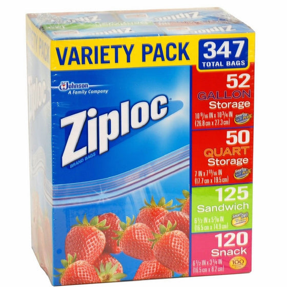 Ziploc Gallon, Quart, Sandwich, and Snack Storage Bags - Variety pack - 347 Total