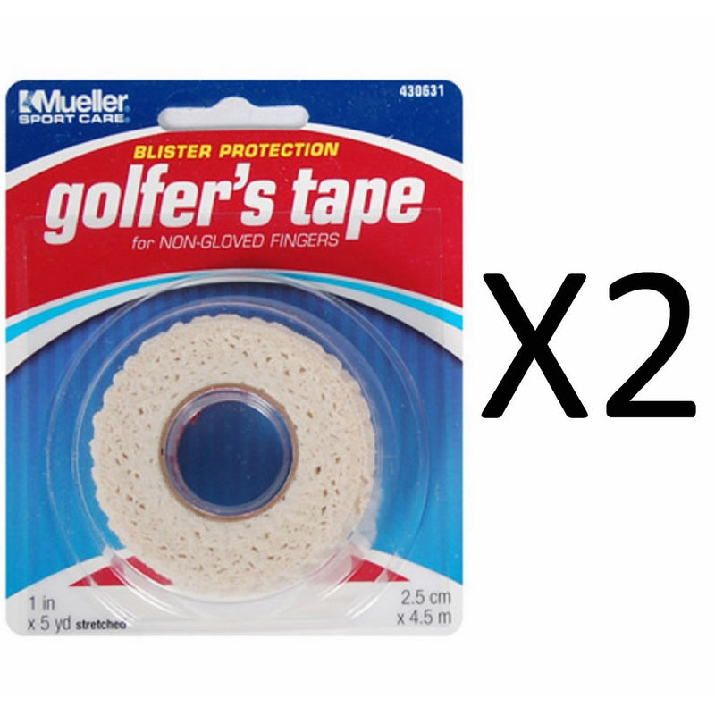 Mueller Golfer's Grip Tape, Self-Adhering, Lightweight, Residue Free, Conforming Elastic Protective Tape, Helps Protect Fingers & Enhance Grip - 1” x 5yd Stretched, 2 Pack