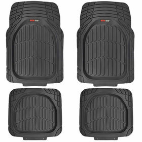 Motor Trend MT-921-BK FlexTough Tortoise - Heavy Duty Rubber Floor Mats for Car SUV Van & Truck - All Weather Protection - Deep Dish (Black)