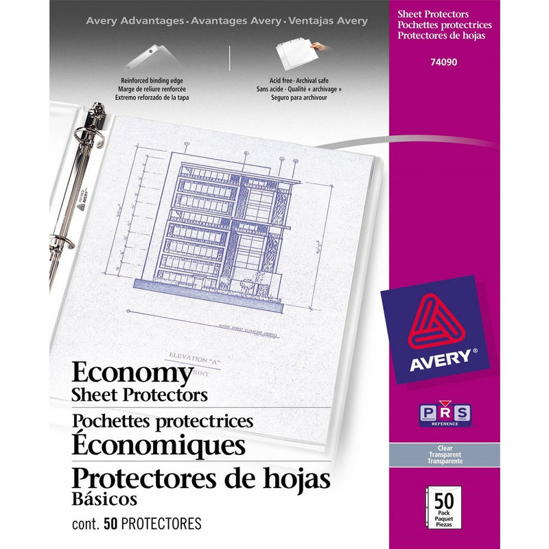 Avery Economy Clear Sheet Protectors, 8.5" x 11", Acid-Free, Archival Safe, Top Loading, 50ct (74090)