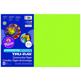 Pacon Tru-Ray Construction Paper, 12-Inches by 18-Inches, 50-Count, Brilliant Lime (103425)