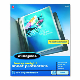 Wilson Jones Sheet Protectors, Heavy Weight, Top-Loading, Clear, 100 per Box (W21411)