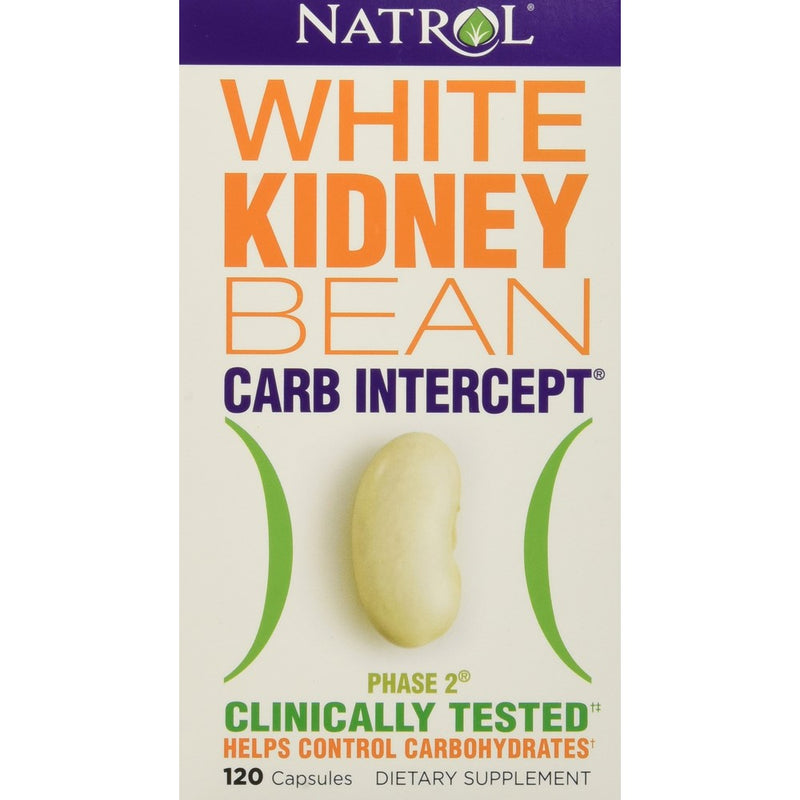 Natrol White Kidney Bean Carb Intercept Capsules with Phase 2 Starch Neutralizer, 120 Count