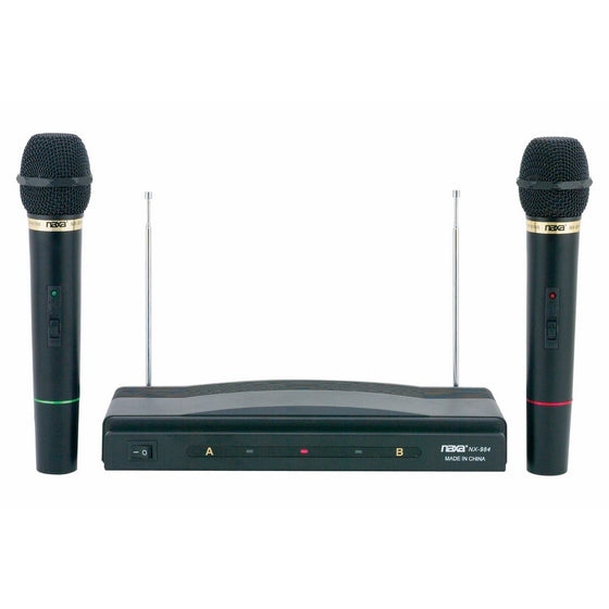 Naxa NAM-984 Dual Handheld Wireless Microphone Starter Kit with Wireless FM Receiver