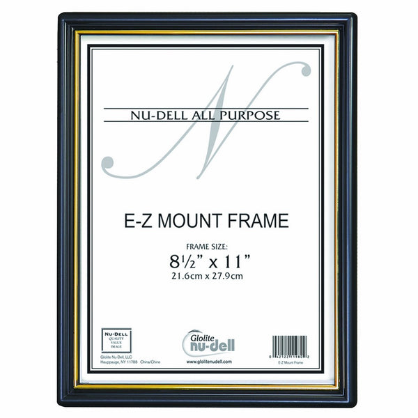 NuDell (3) 8.5" x 11" Economy EZ Mount Document Frame with Plastic Face VALUE PACK, Black w/ Gold Trim