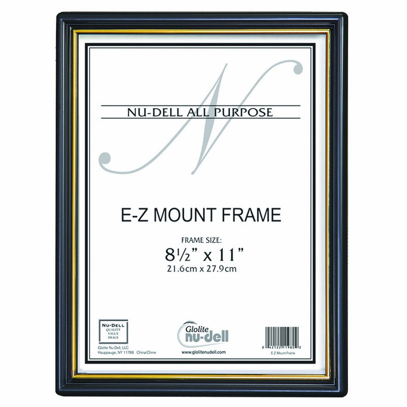 NuDell (3) 8.5" x 11" Economy EZ Mount Document Frame with Plastic Face VALUE PACK, Black w/ Gold Trim