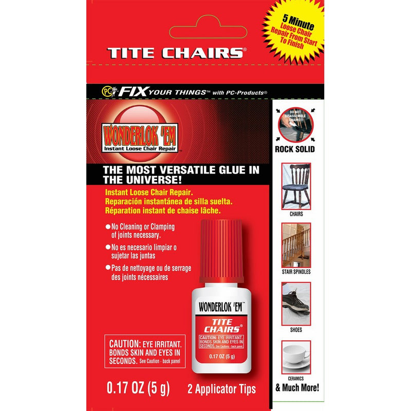 Wonderlockking 208120 Tite Chairs by PC Products, Instant Loose Chair Joint & Furniture Repair Adhesive, 5 Gram Bottle (W2082)