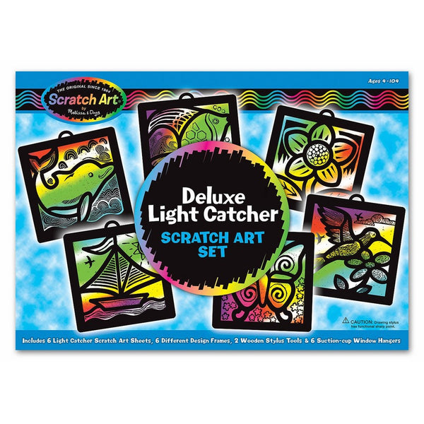 Melissa & Doug Deluxe Light Catcher Scratch Art Set - 6 Sheets, 6 Frames