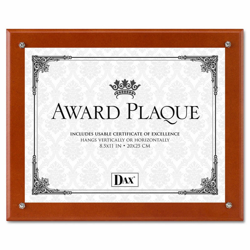 DAX N100WT Plaque-In-An-Instant Kit w/Certs & Mats, Wood/Acrylic, Up to 8 1/2 x 11, Walnut