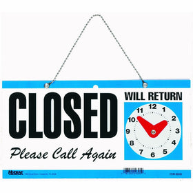 Headline Sign 9395 Double-Sided Open/Closed/Will Return Sign with Clock Hands, 6 Inches by 11.5 Inches