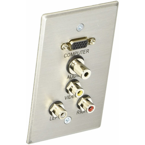 C2G/Cables to Go 40490 Single Gang HD15 (Top) Composite Video and Stereo Audio Wall Plate (Aluminum)