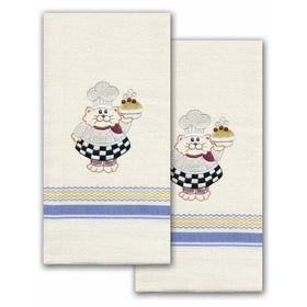 Tobin T212939 Stamped Kitchen Towel for Embroidery, Cat Chef