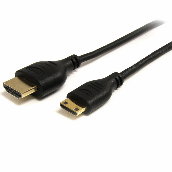 StarTech.com HDMIACMM3S Slim High Speed HDMI Cable with Ethernet - HDMI to HDMI Mini M/M (3 feet)