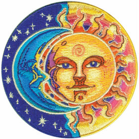Applique Moon and Sun Half Blue and Half Yellow Patch