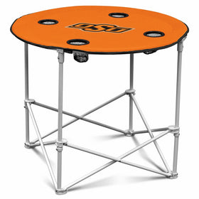 Logo Brands Oklahoma State Cowboys Collapsible Round Table with 4 Cup Holders and Carry Bag