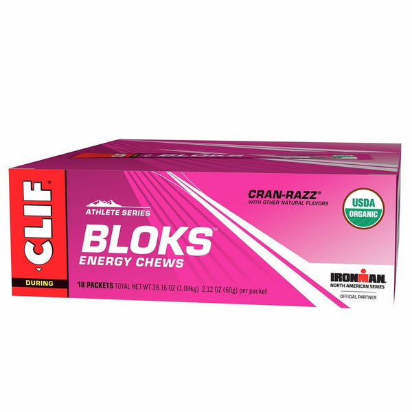 CLIF BLOKS - Energy Chews - Cran Razz - No Caffeine (2.1 Ounce Packet, 18 Count)