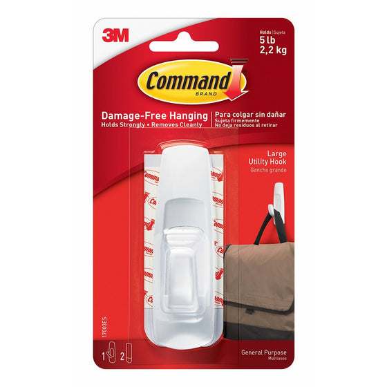 Command Large Utility Hook, White, 1-Hook, 6-Pack