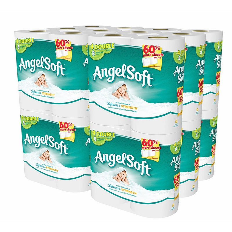 Angel Soft 48 Double Rolls Bath Tissue, 4 Count (Pack of 12)