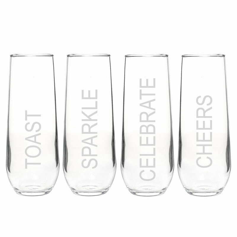 Cathy's Concepts Celebrate Stemless Champagne Flutes, Set of 4