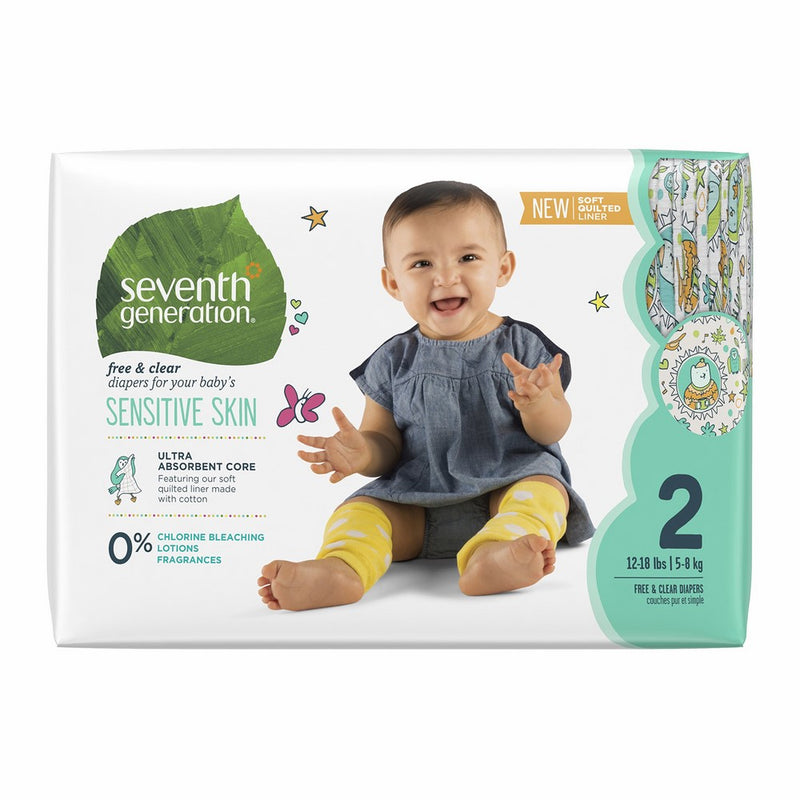 Seventh Generation Baby Diapers, Free and Clear for Sensitive Skin, Size 2, 1pk 36ct