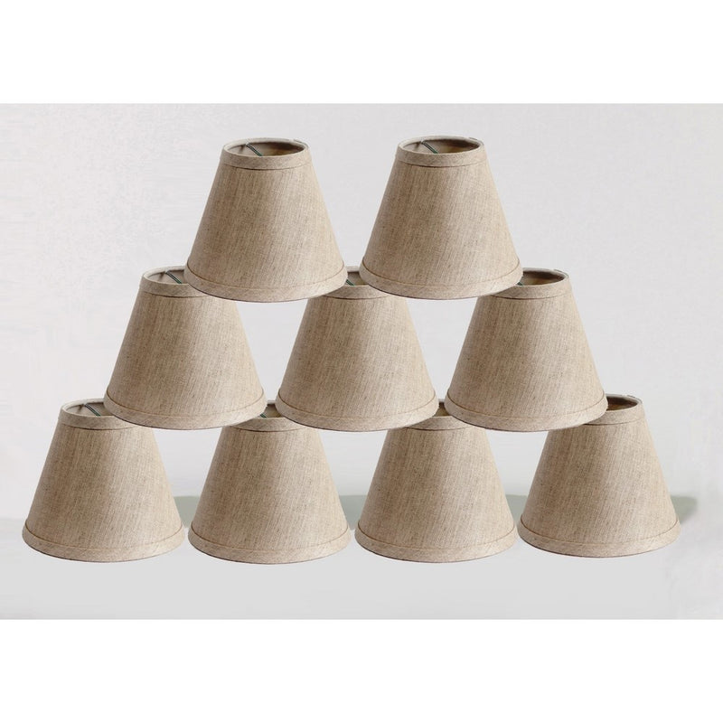 Urbanest Pure Linen Chandelier Lamp Shades, 6-inch, Hardback Clip On, Oatmeal(set of 9)