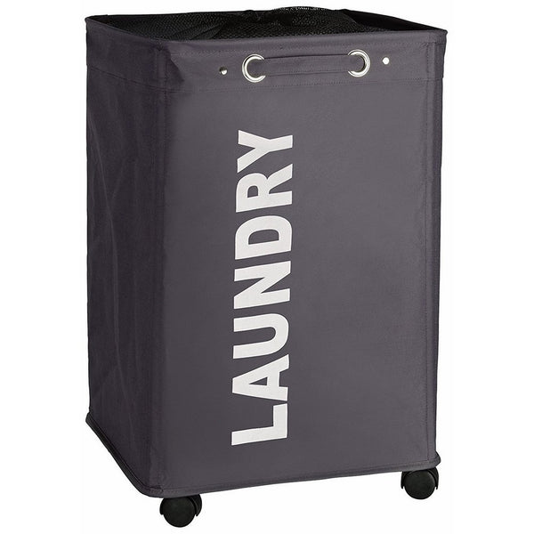 WENKO Quadro Laundry Bin - Laundry Basket, Capacity 20.9 gal, Polyester, 15.7 X 13 X 23.6, Dark Grey