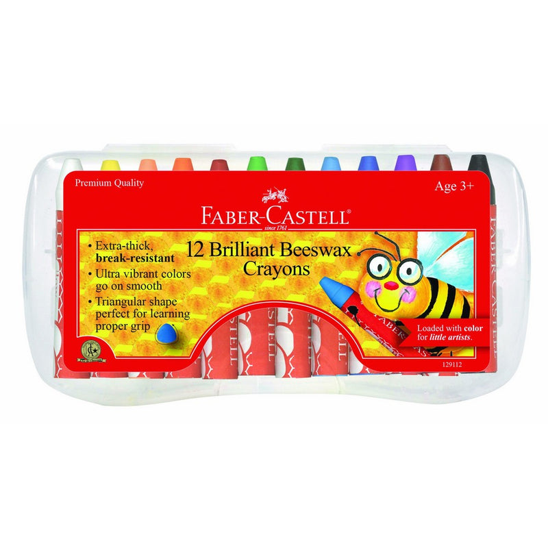 Faber-Castell Beeswax Crayons in Durable Storage Case, 12 Vibrant Colors