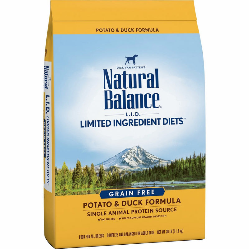 Natural Balance L.I.D. Limited Ingredient Diets Dry Dog Food, Grain Free, Potato & Duck Formula, 26-Pound