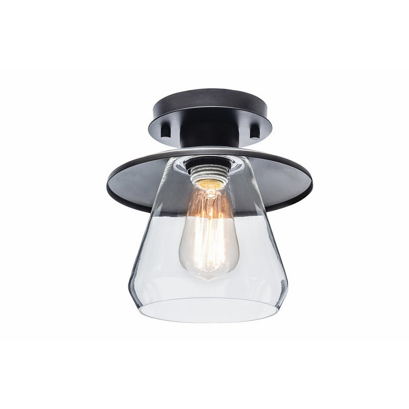 Globe Electric Vintage Semi-Flush Mount Ceiling Light, Oil Rubbed Bronze Finish, Clear Glass Shade, 64846