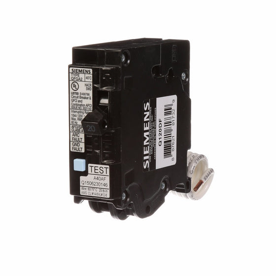 Siemens Q120DF20-Amp Afci/Gfci Dual Function Circuit Breaker, Plug on Load Center Style
