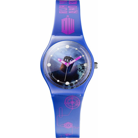 Doctor Who Watch - Tardis Face - Ladies Wristband - Run You Clever Boy...and Remember