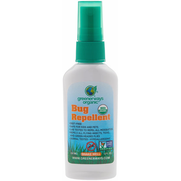 Greenerways Organic Mosquito Insect Repellent Travel Size, Premium, USDA Organic, DEET-FREE, Natural, Mosquito-Repellant, Bug Spray, Clothing Safe, Baby Safe, Kid, Pet, Pest Control - 2 Oz