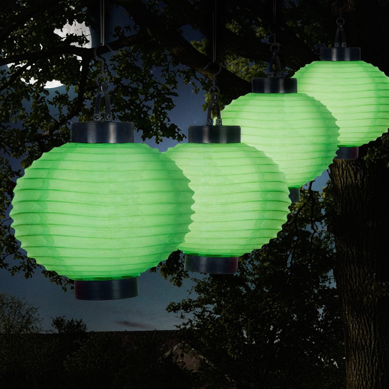 Pure Garden 50-19-G Outdoor Solar Chinese LED Lanterns, Green