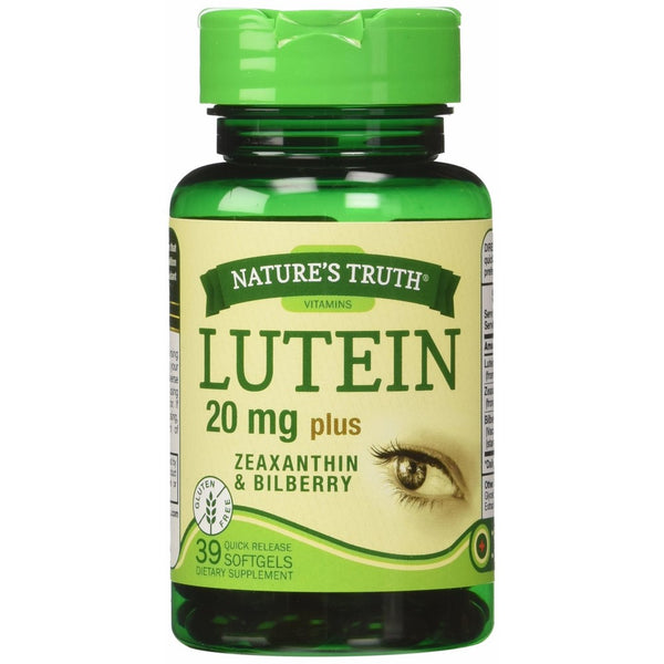 Nature's Truth Lutein 20 mg Plus Zeaxanthin and Bilberry Capsules, 39 Count