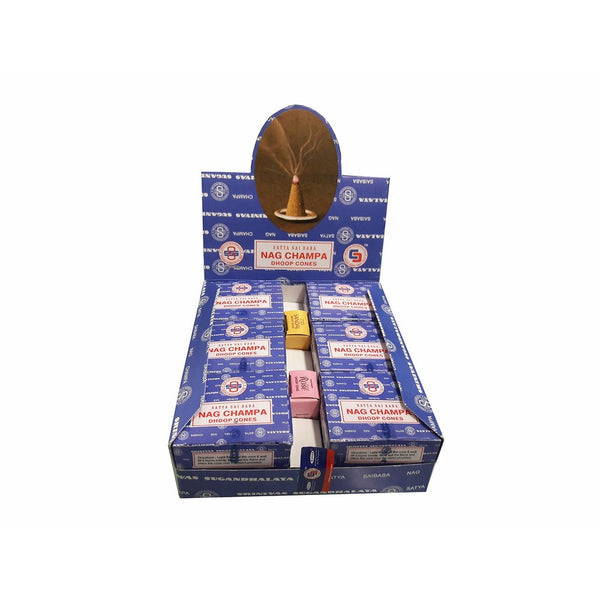 Nag Champa Satya Sai Baba Temple Incense Cones Carton, 12 Box