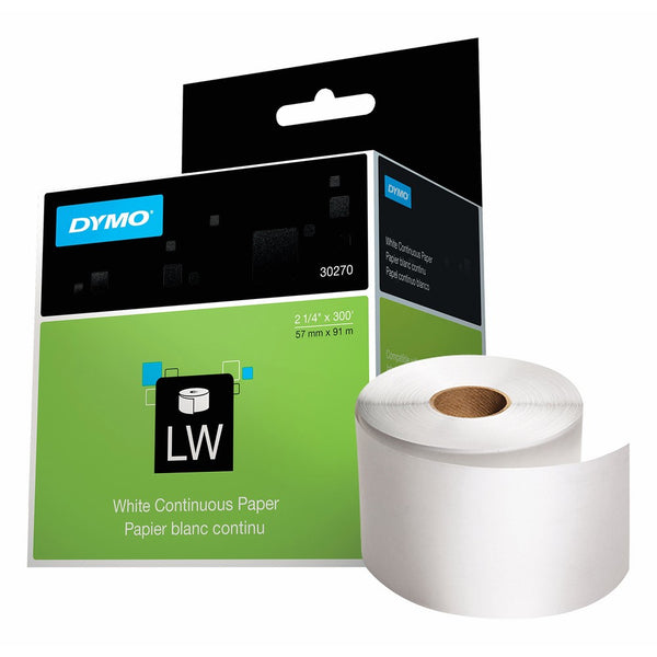 DYMO LW Continuous Labels for LabelWriter Label Printers, White, 2-1/4 x 300-Inch, 1 roll (30270)