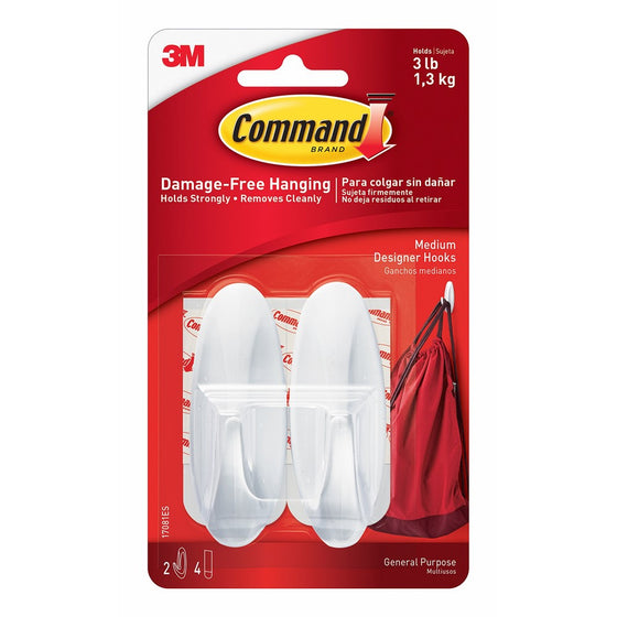 Command Designer Hooks, Medium, White, 2-Hooks (17081ES)