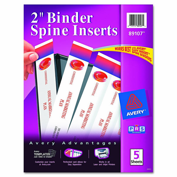 Avery 89107 Binder Spine Inserts, 2" Spine Width, 4 Inserts per Sheet (Pack of 5 Sheets)